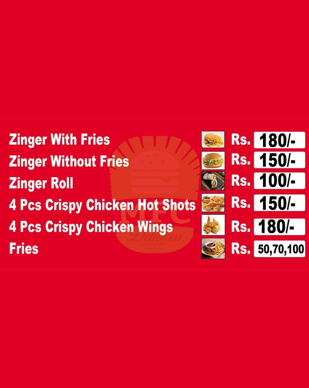 MFC Restaurant menu