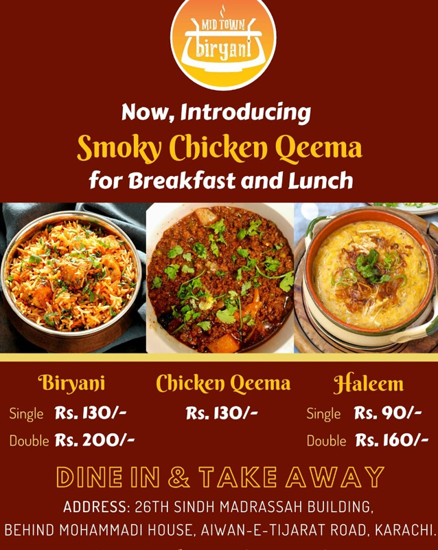 Midtown Biryani menu