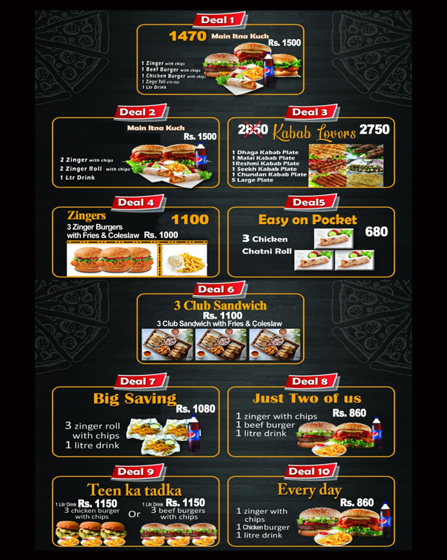 Signature Burgers and Wings menu