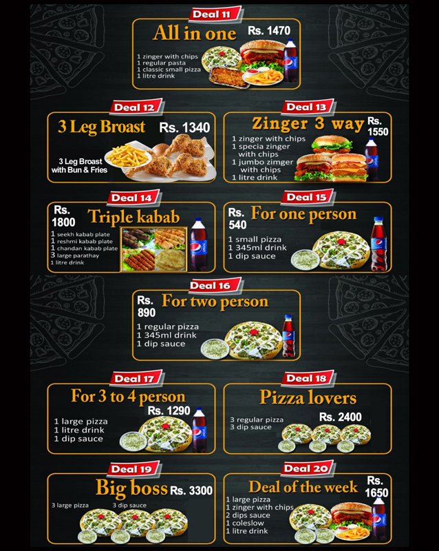 Signature Burgers and Wings menu