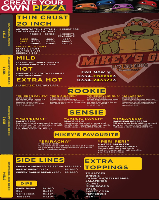 Mikey's Grub menu