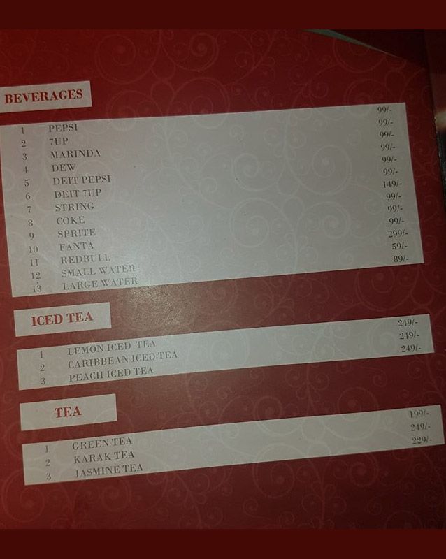 Signature Club menu