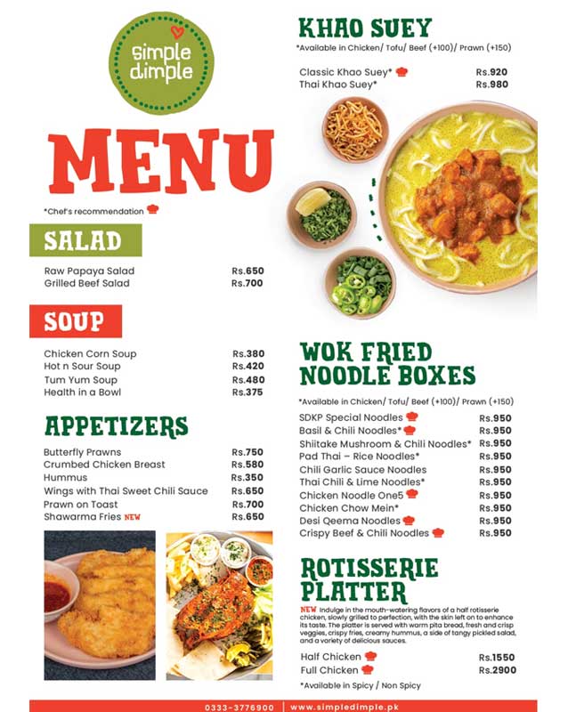 Simple Dimple menu