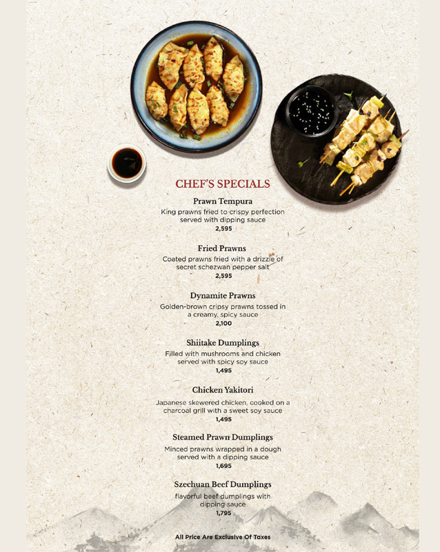 Ming's Patio menu