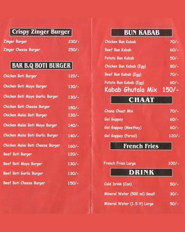 Mirchi menu