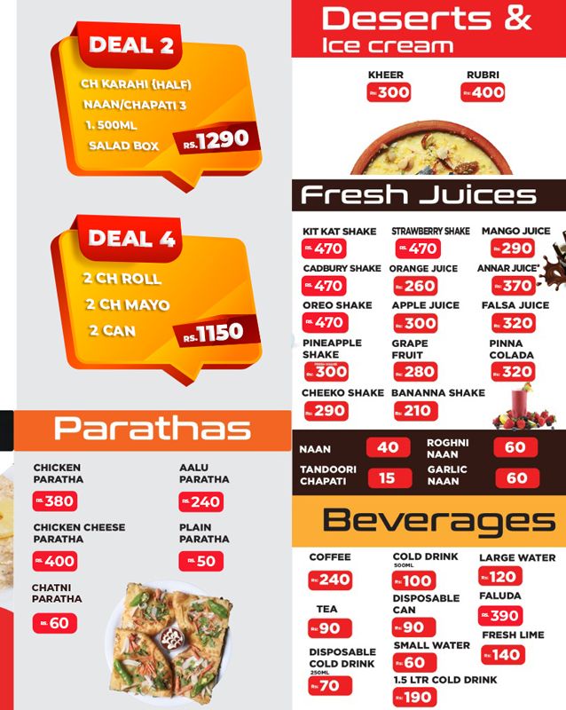Mirchi 360 Degrees menu