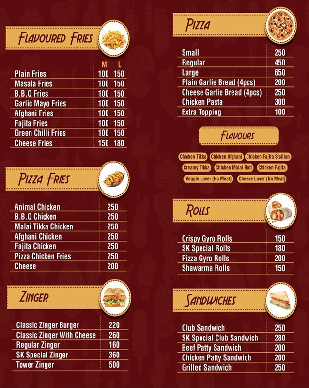 SK Foods menu