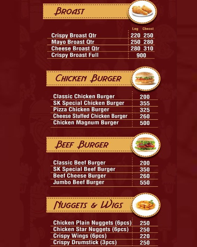 SK Foods menu