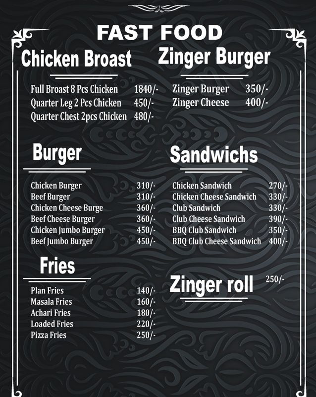 Miss Hen menu
