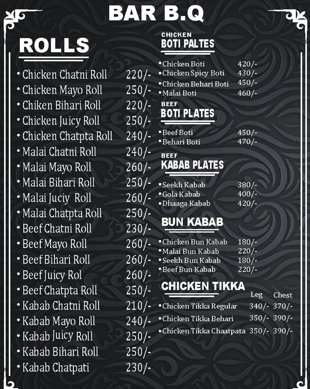 Miss Hen menu