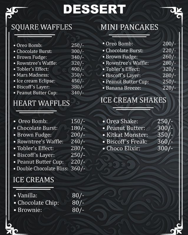 Miss Hen menu