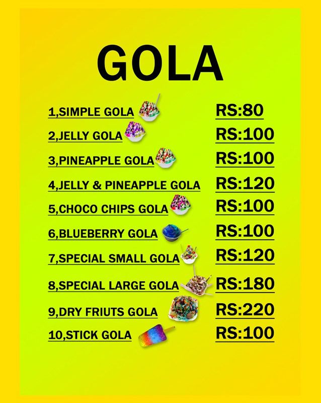 Mitthu Gola & Limca Point menu