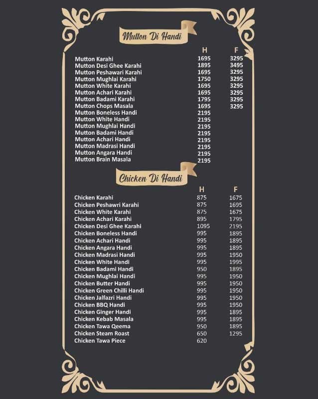 Mitti Di Handi menu