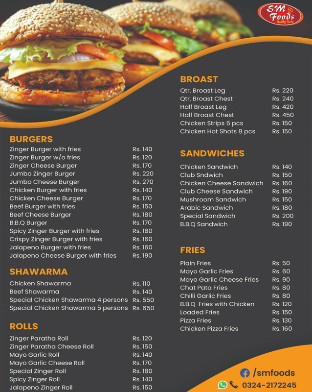 SM Foods menu
