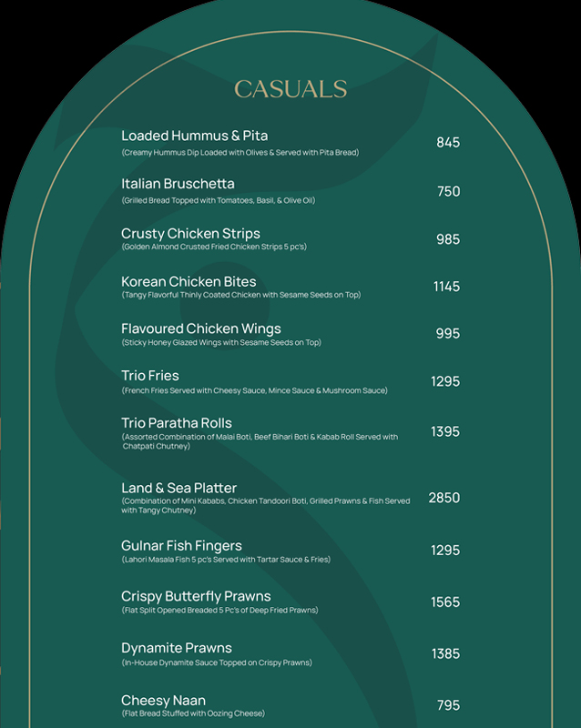 Mizaaj Restaurant menu