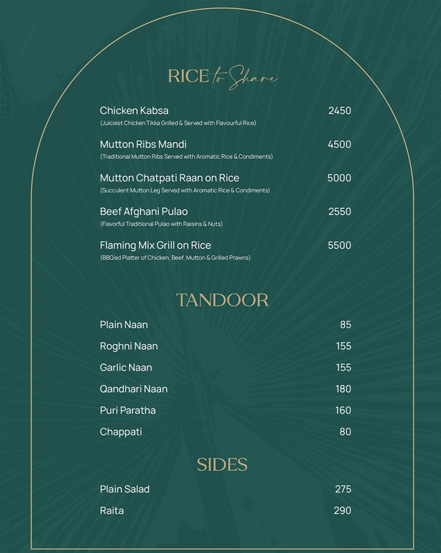 Mizaaj Restaurant menu