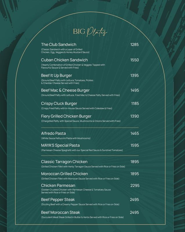 Mizaaj Restaurant menu