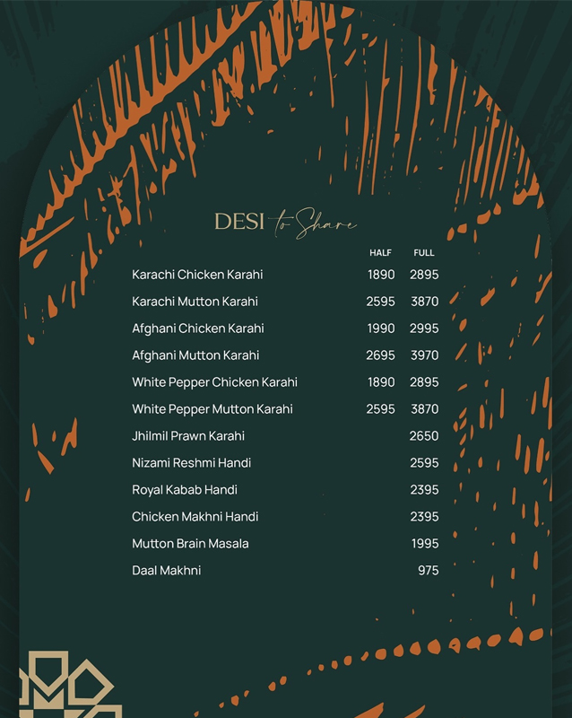 Mizaaj Restaurant menu