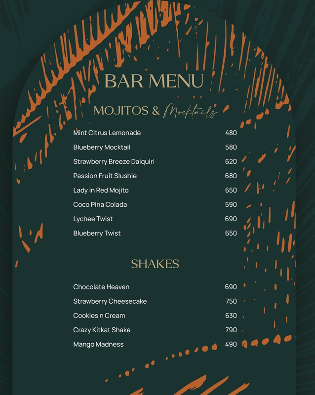 Mizaaj Restaurant menu