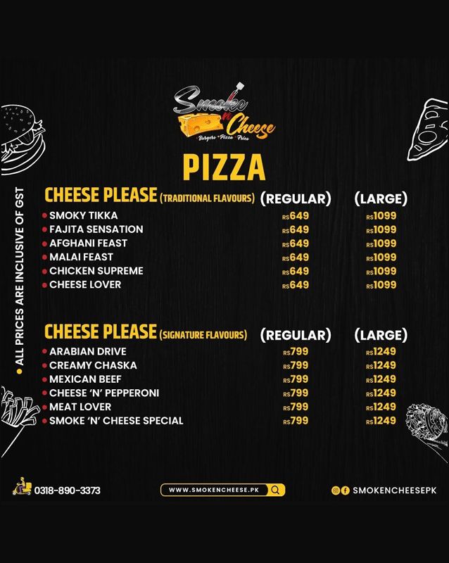 Smoke 'N' Cheese menu