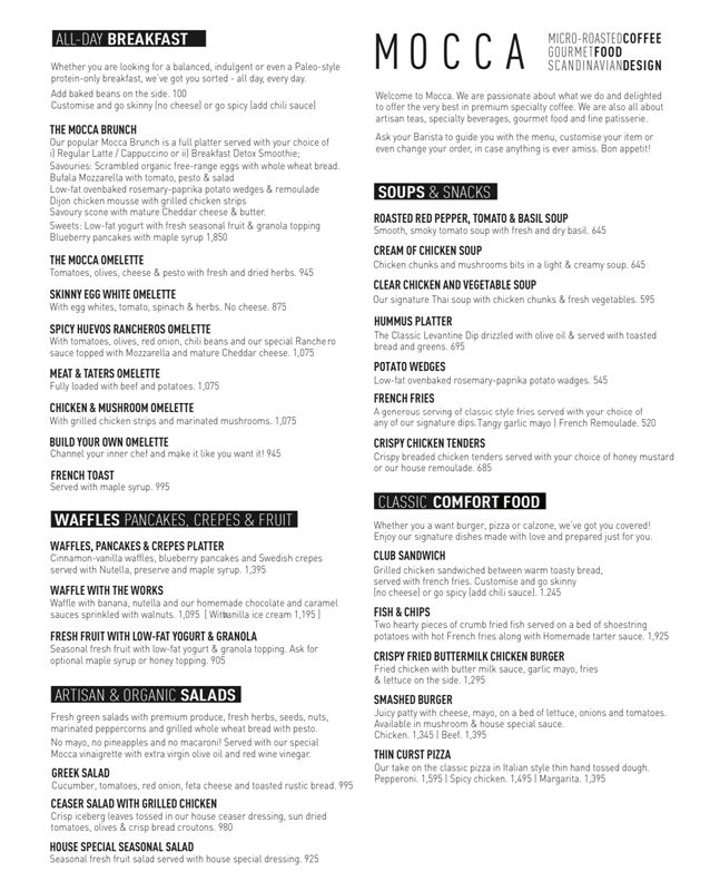 Mocca menu