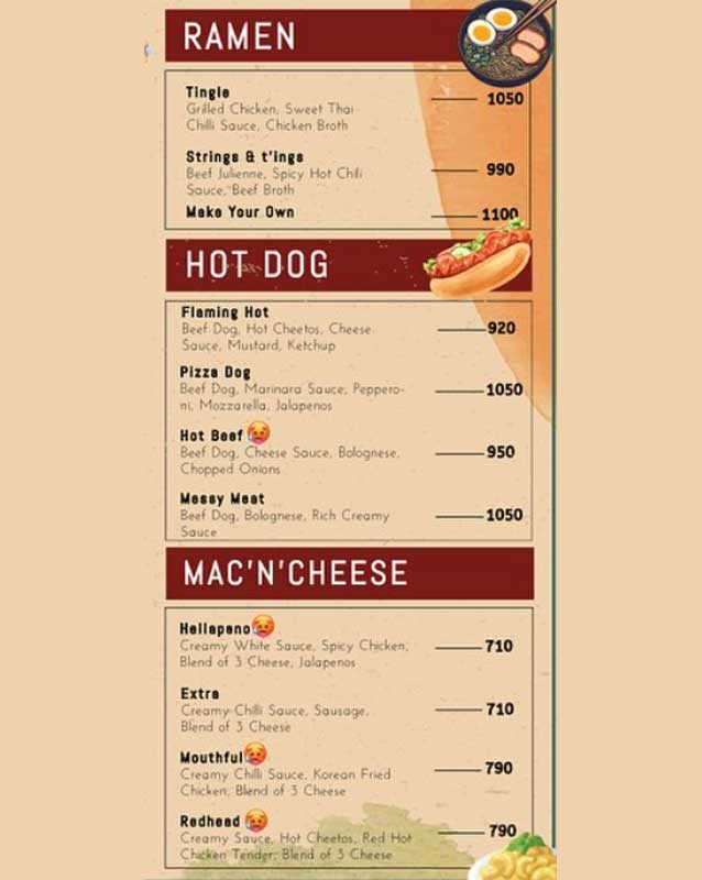 Snacc menu