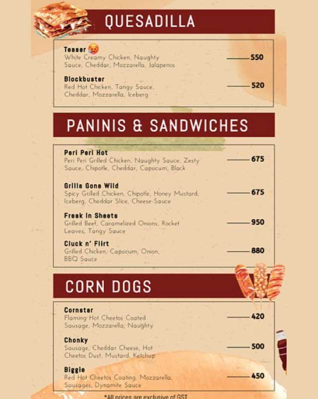 Snacc menu