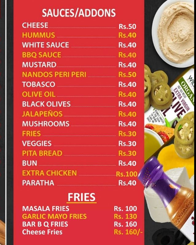 Monty's Shawarma menu