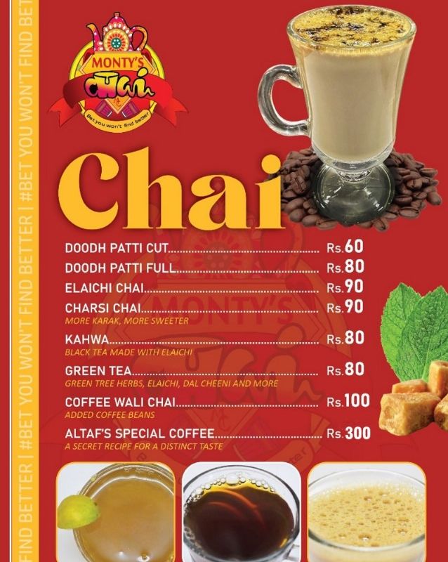 Monty's Shawarma menu