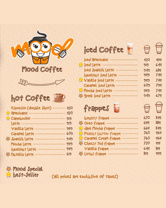Mood Coffee Cafe menu