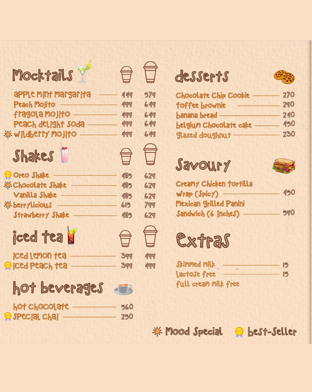 Mood Coffee Cafe menu
