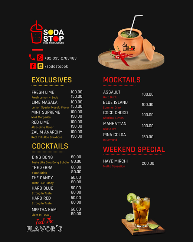 Soda Stop menu