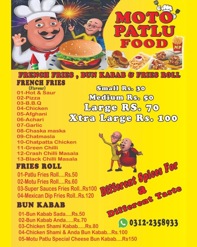 Moto Patlo Food menu