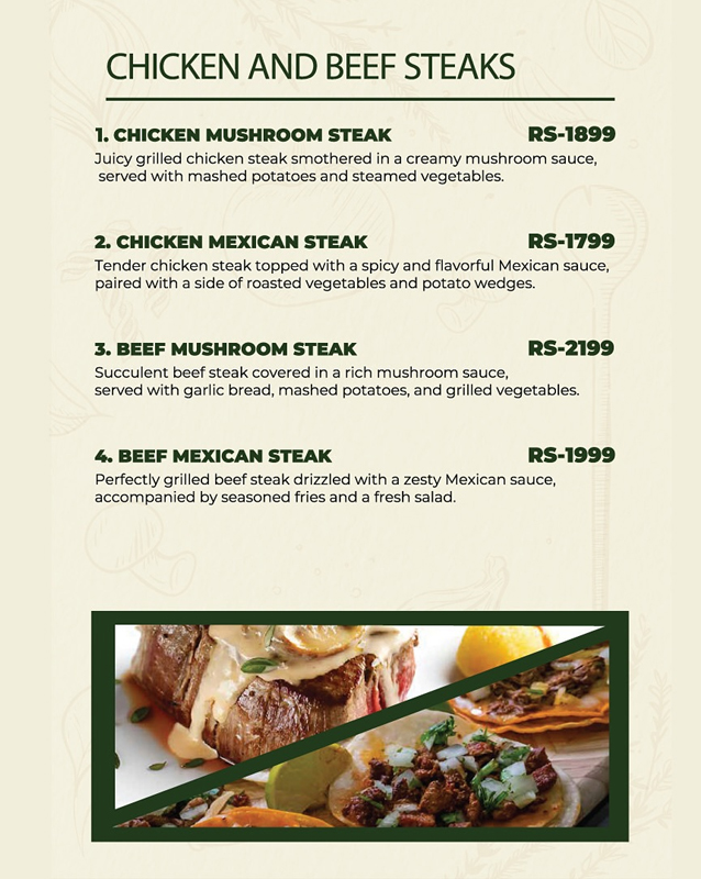 Soho Cafe & Grill  menu