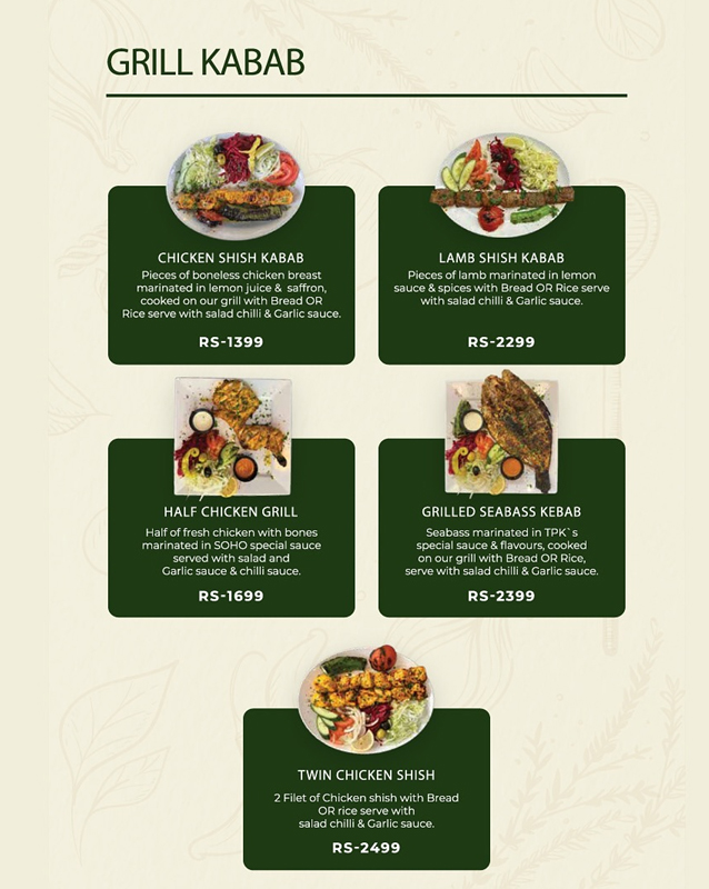 Soho Cafe & Grill  menu