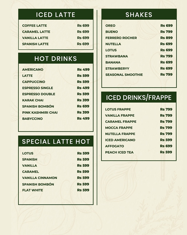 Soho Cafe & Grill  menu