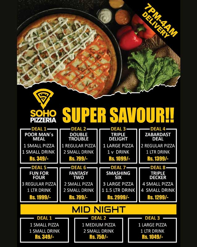 Soho Pizzeria menu