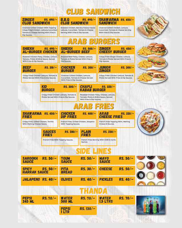 MR. ARAB menu