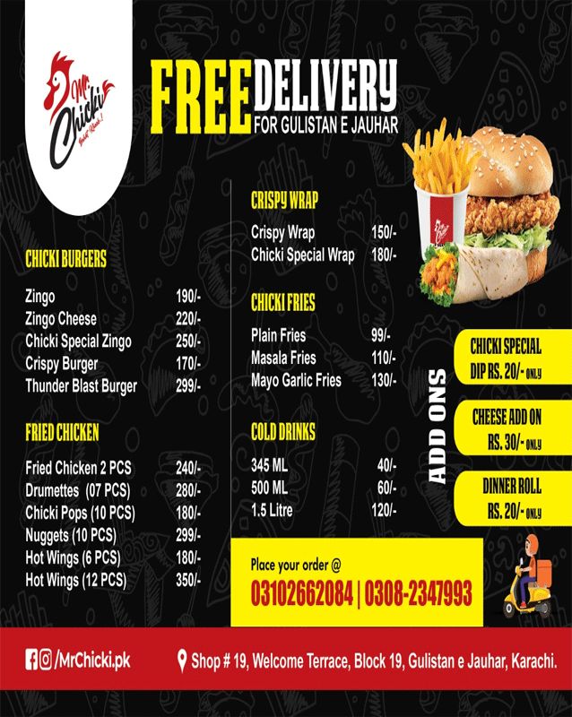 Mr. Chicki menu