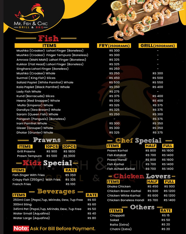 Mr. Fish & Chic menu
