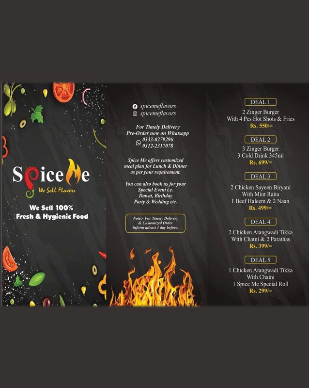 Spice Me menu