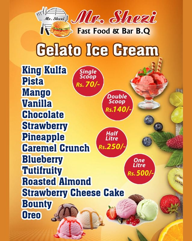 Mr.Shezi Restaurant menu