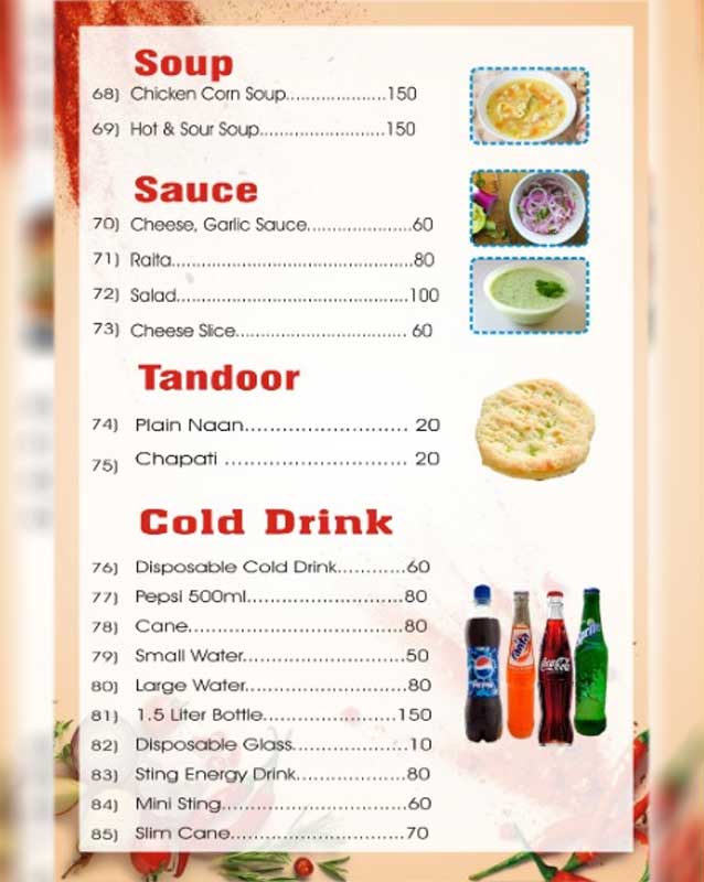 Spicy One menu