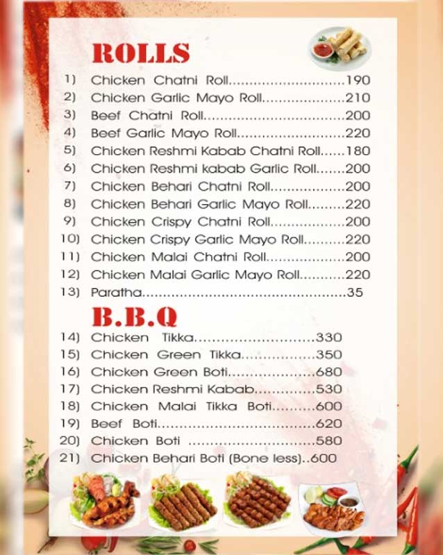 Spicy One menu