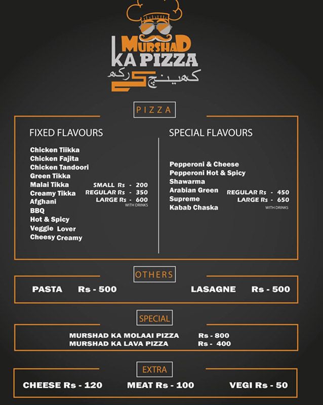 Murshad ka Pizza menu