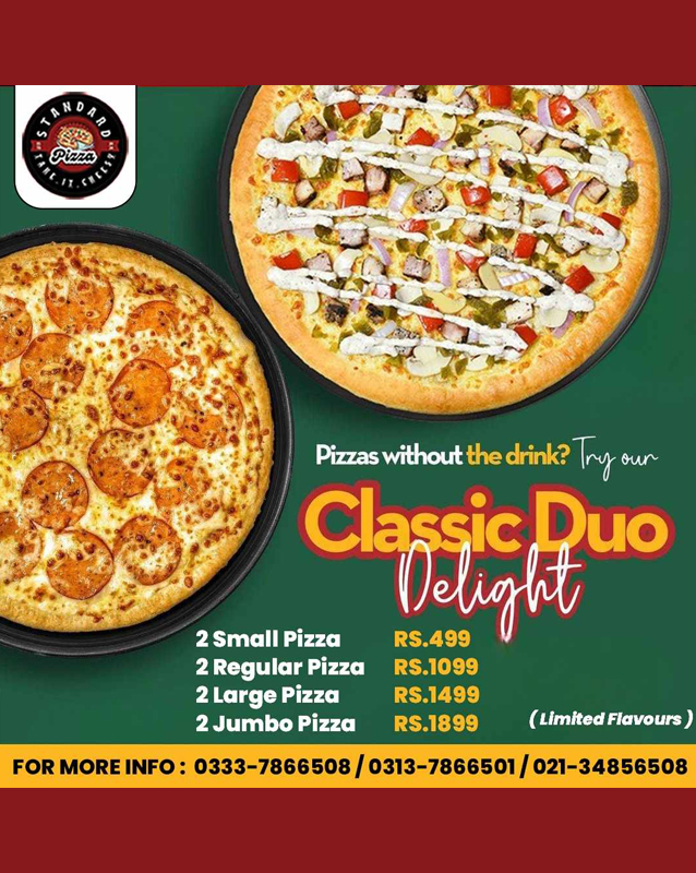 Standard Pizza menu