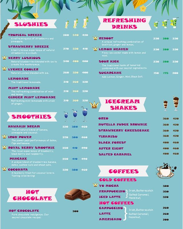 MYOD - Make Your Own Drink menu