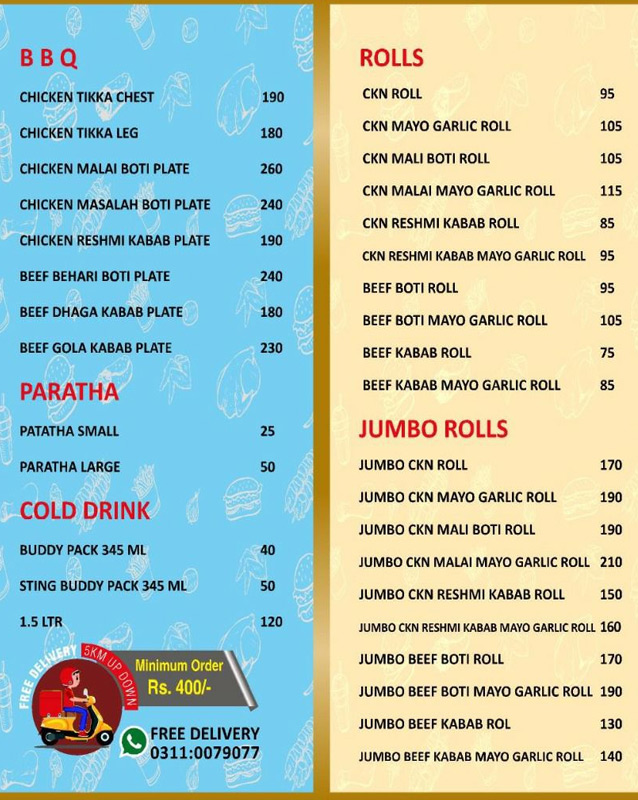 Storm B.B.Q menu