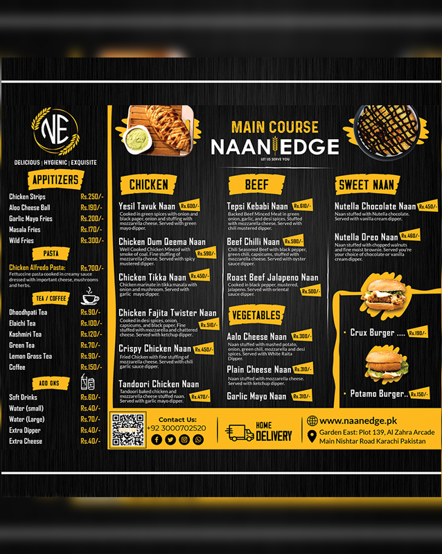 Naanedge menu