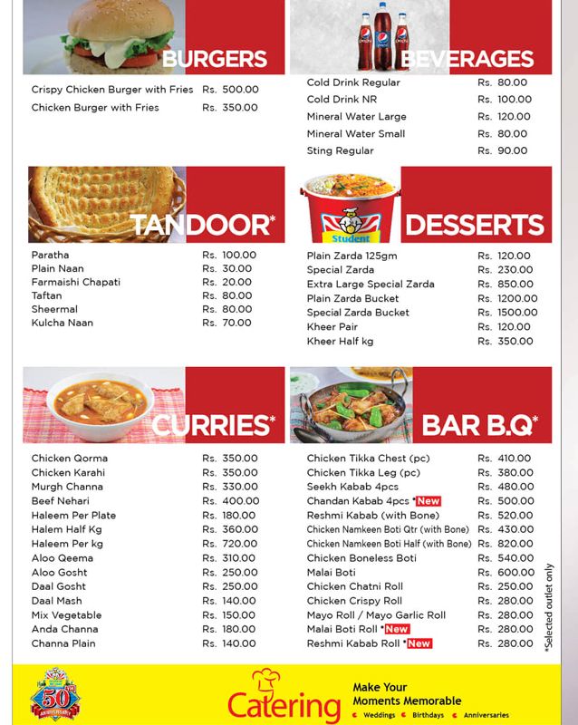 Student Biryani menu